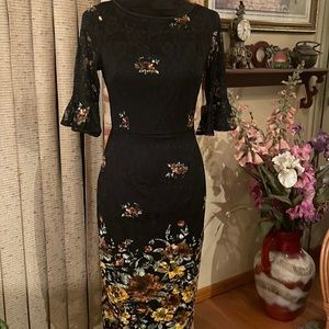 Vfshow Dress Size M Color Black w Flowers New w Tags
